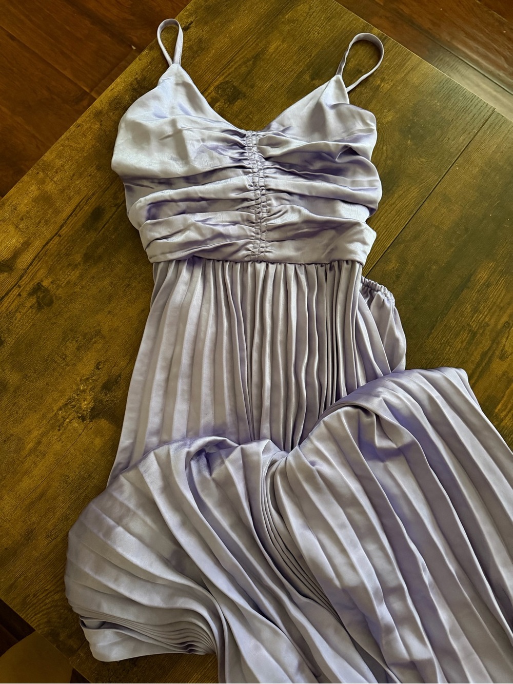 Pink Lily Lilac Pleated Satin Maxi Dress